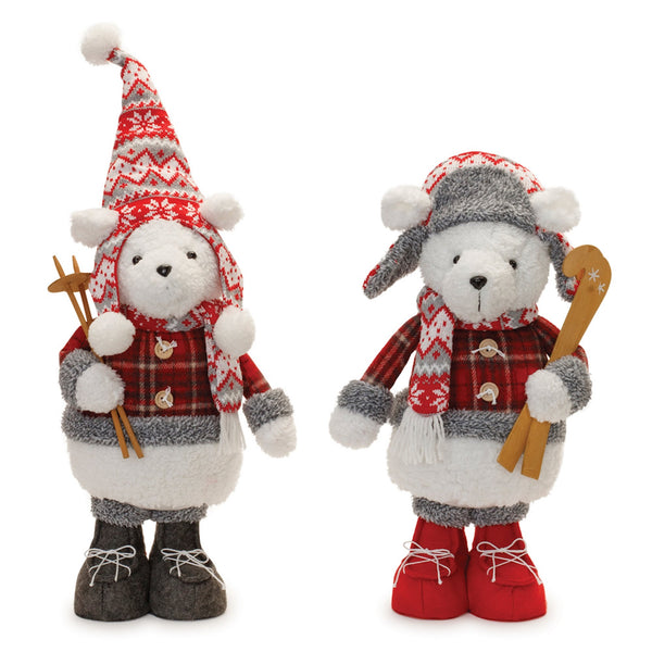 Melrose Plush Polar Bear with Skis (Set of 2)