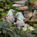 Melrose Stone Garden Gnome Figurine with Bird and Lantern Accent (Set of 4)