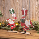 Melrose Wood Santa with Presents Display (Set of 2)