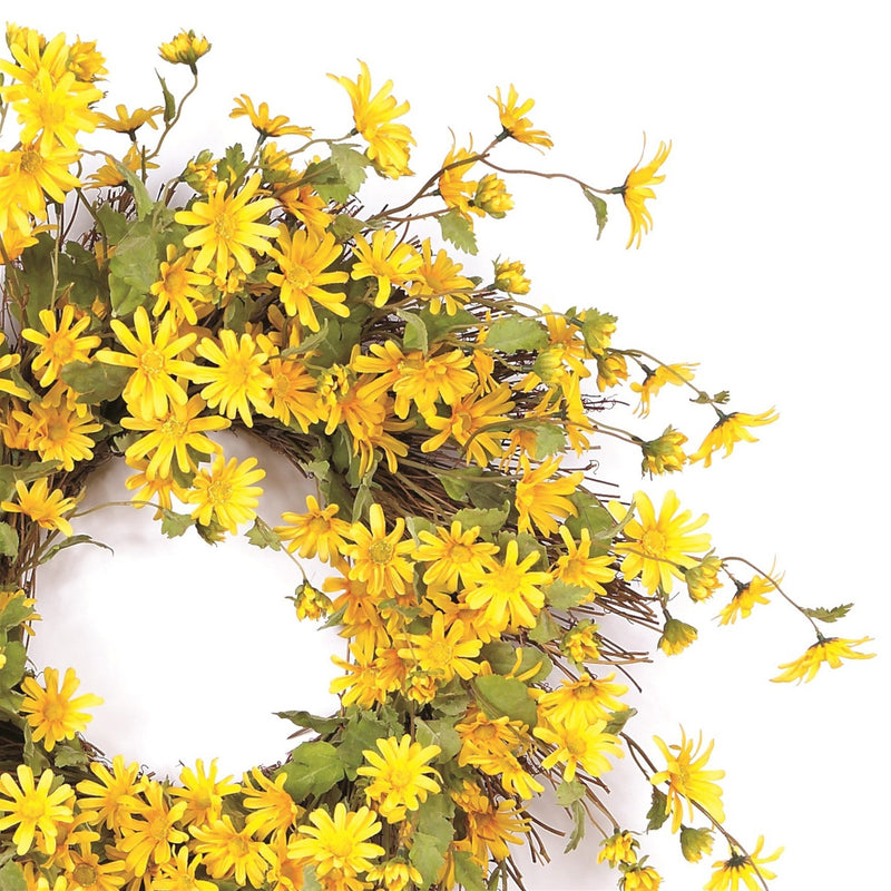 Melrose Yellow Daisy Floral Wreath 23"D