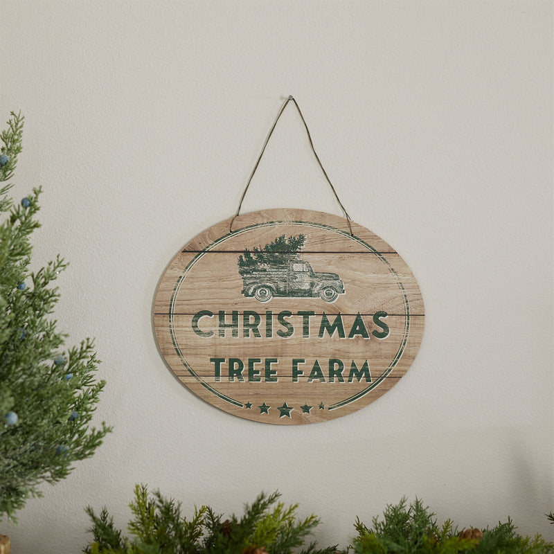 Melrose Christmas Tree Farm Sign with Rustic Wood Design 10"L