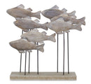 Melrose Wooden Fish School Sculpture 9.75"L Brown Decor Home Accent