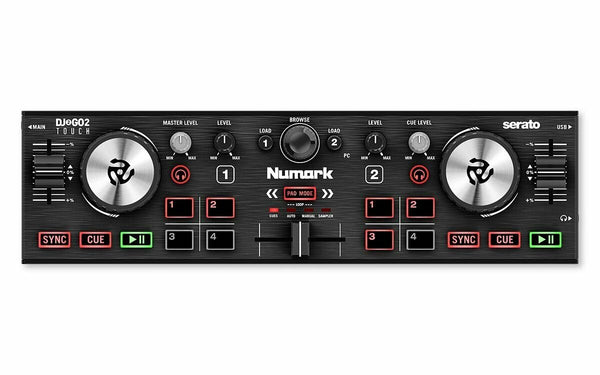 Numark Compact 2 Deck DJ Controller For Serato DJ - DJ2GO2 Touch - New Open Box