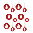 Melrose Red Wood Pine Tree Cut-Out Ornament (Set of 12)