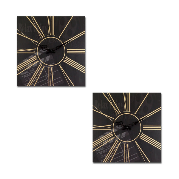 Melrose 16” Movie Theatre Set of 2 Wall Clock, Film Reel Design, Modern, Analog