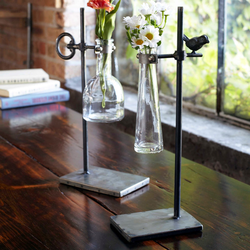 Melrose Hanging Bud Vase with Metal Stand (Set of 2)