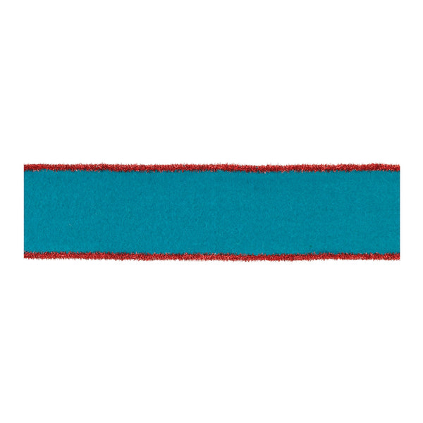 Melrose Blue Wool and Red Wired Ribbon (Set of 2)