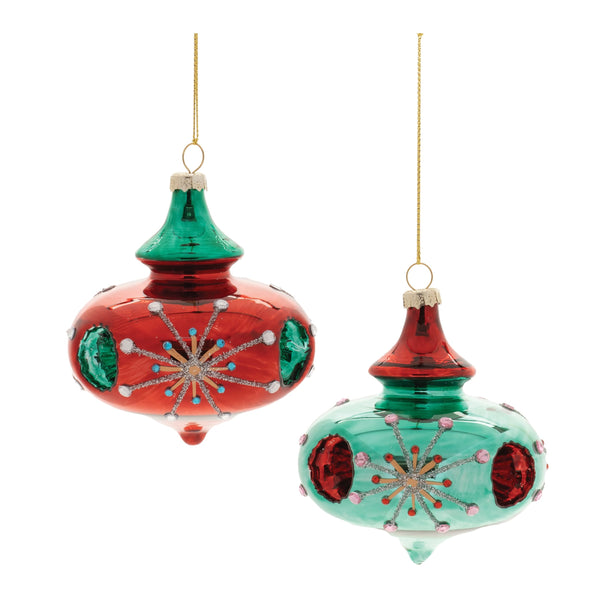 Melrose Glittered Glass Reflector Ornament (Set of 6)