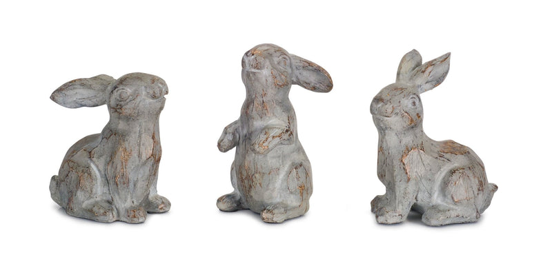 Melrose Washed Stone Garden Rabbit Figurine (Set of 6)