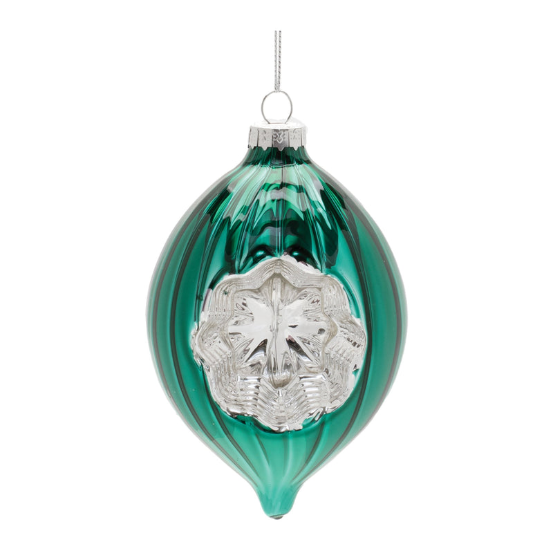 Melrose Green Glass Reflector Ornaments – Set of 12