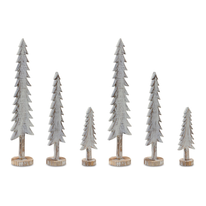 Melrose Wood Tabletop Pine Tree (Set of 6)