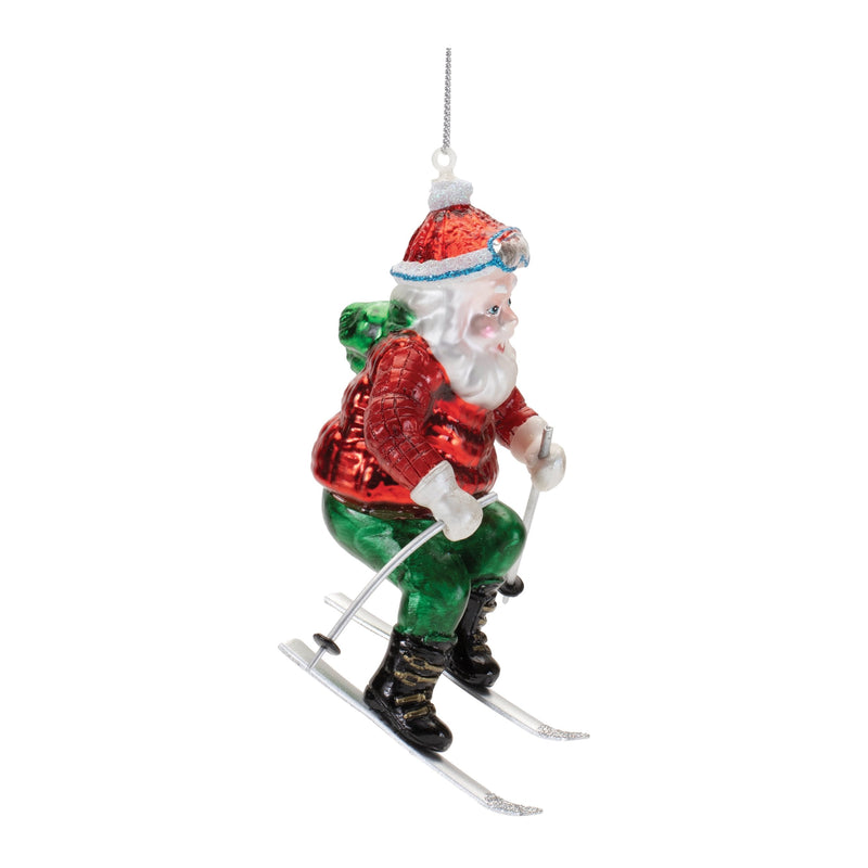 Melrose Glass Skiing Santa Oranment (Set of 6)