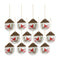 Ceramic Cardinal Pine Branch Peace Joy Tag Ornament (Set of 12)