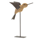 Melrose Natural Fir Wood Bird Figurine with Rustic Metal Accents (Set of 2) Mult