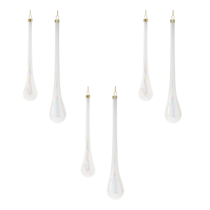 Melrose Iridescent Glass Drop Ornament (Set of 6)