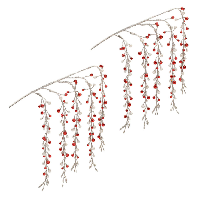 Melrose Hanging Glitter Berry Spray (Set of 2)