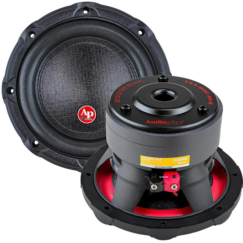 Audiopipe 8" Woofer 250W RMS/500W Max Single 4 Ohm Voice Coil TXX-BDC-III-8