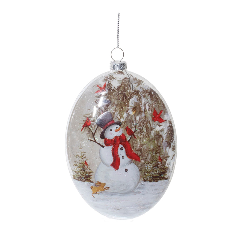 Glass Snowman and Cardinal Bird Ornament (Set of 12)