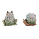 Melrose Terra Cotta Frog and Snail Decor (Set of 2) Multicolor Home Accent