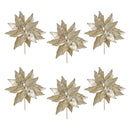 Melrose Glittered Poinsettia Stem (Set of 6)