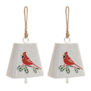 Melrose Metal Cardinal Bird Bell Ornament (Set of 2)
