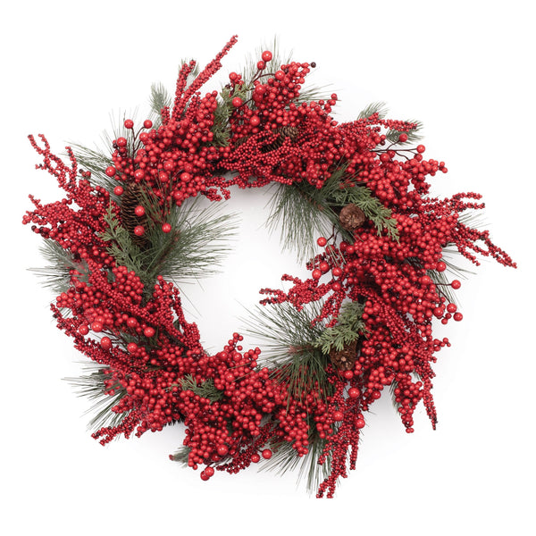 Melrose Berry and Pine Wreath 26"D