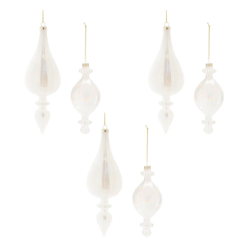 Melrose Iridescent Glass Finial Ornament (Set of 6)
