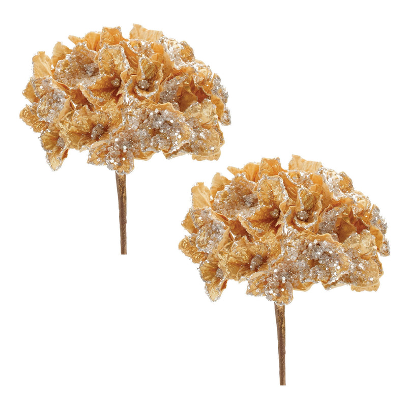 Melrose Beaded Hydrangea Flower Stem (Set of 2)