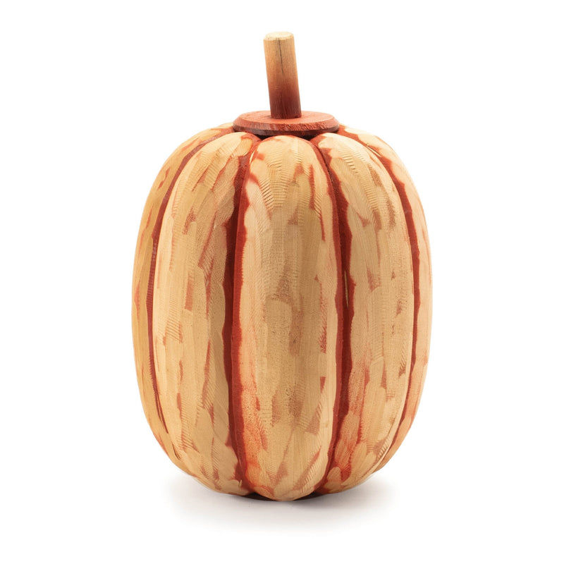 Melrose Carved Fir Wood Pumpkin Decor (Set of 2) Orange Farmhouse Fir Wood Fall