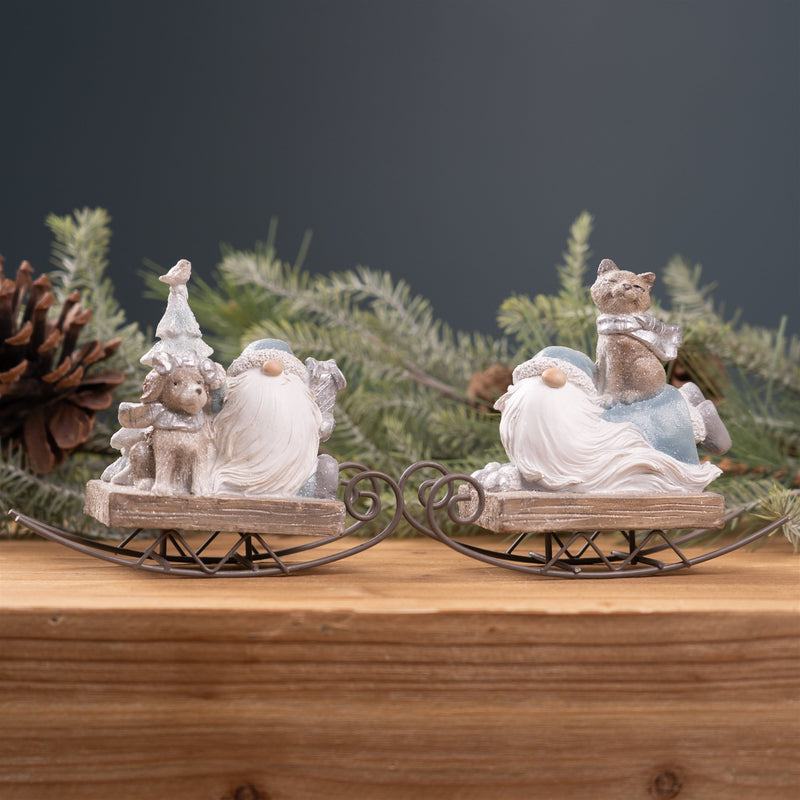 Melrose Gnome on Sled Figurine (Set of 2)