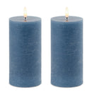 Melrose FIA Wick Blue Pillar Candle (Set of 2)