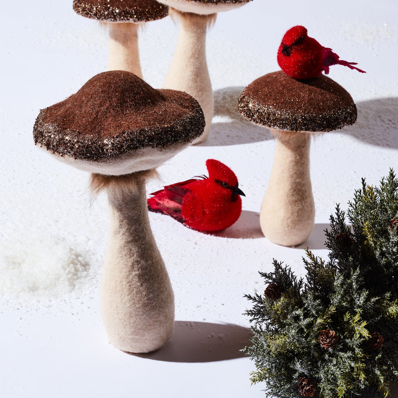 Melrose Glittered Mushroom Decor (Set of 2)