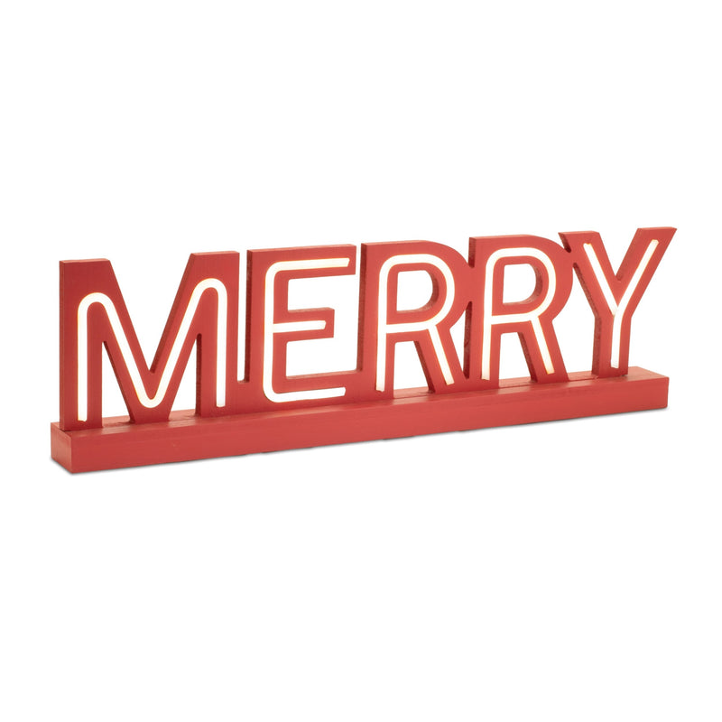 Melrose LED Joy and Merry Tabletop Sign (Set of 2)