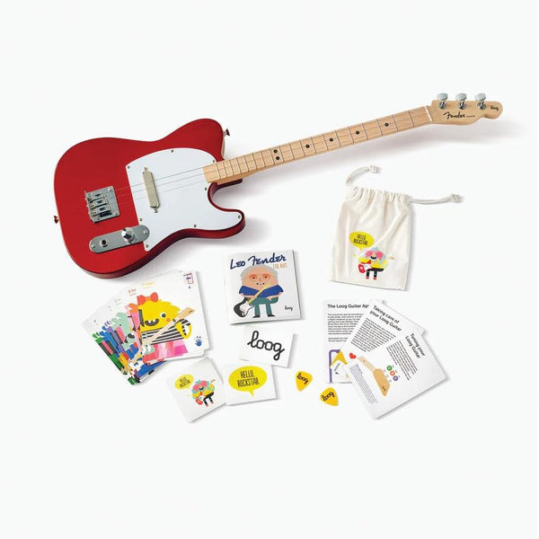 Loog Fender X Loog 3-String Telecaster Kids Guitar - Candy Apple Red - LGPROEFTR