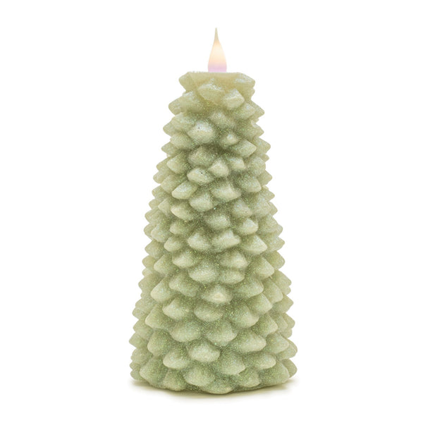 Melrose Glittered Pine Tree Candle 8"H