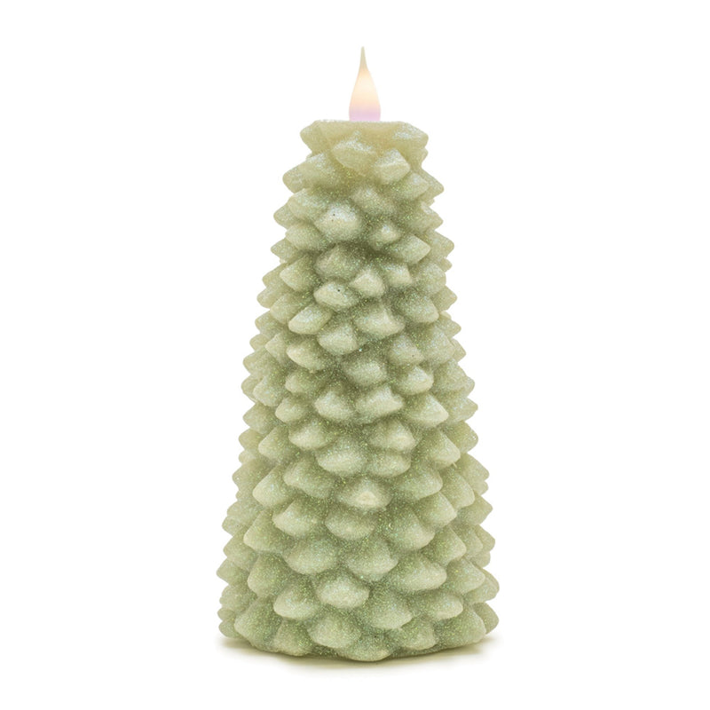 Melrose Glittered Pine Tree Candle 8"H