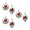 Melrose Glittered Glass Cardinal Ornament with Snow and Pine Filler (Set of 6)
