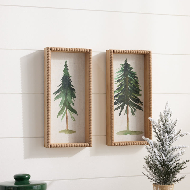 Melrose Framed Pine Tree Plaque (Set of 2)