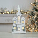 Melrose LED Flocked Wooden Church 22"H