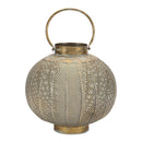 Melrose Punched Metal Candle Holder 11.5"H Bohemian & Eclectic Copper  Green