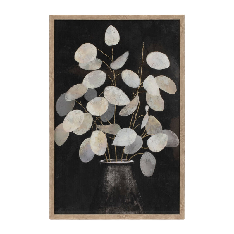 Melrose Beige Eucalyptus Print Wall Decor, Modern, Wood, Plastic