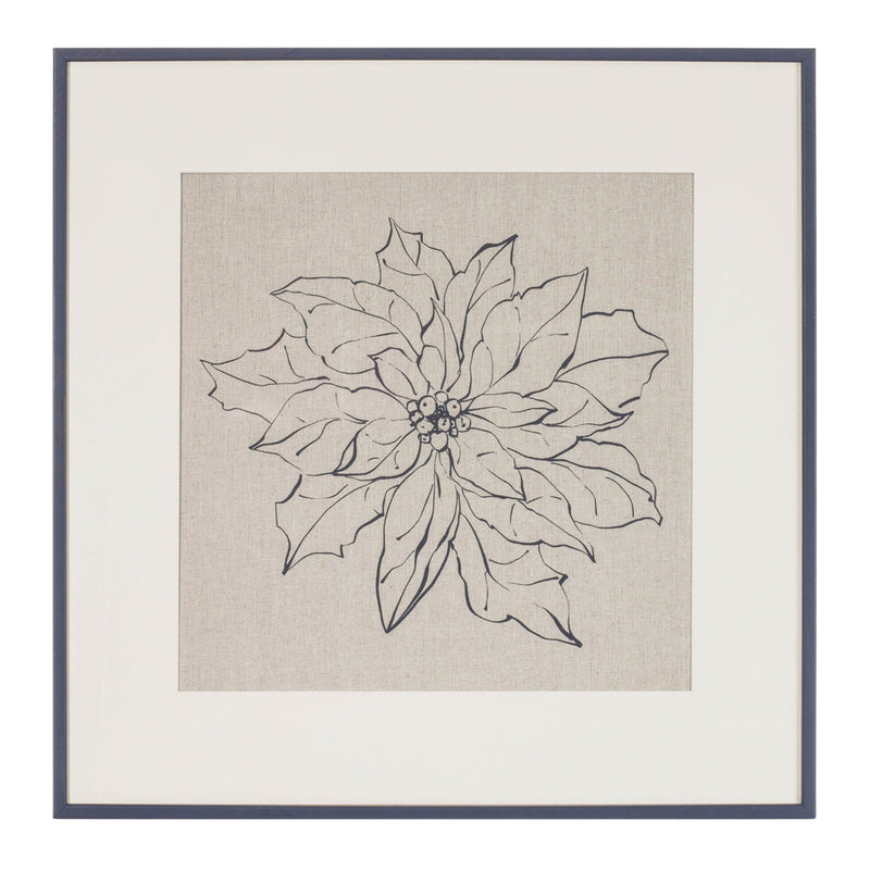 Melrose Framed Poinsettia Print Under Glass 20"SQ