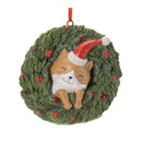 Melrose Playful Cat and Dog in Pine Wreath Ornament (Set of 4)