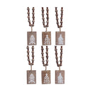 Melrose Rustic Wood Tree Tag Ornament with Beaded Hanger (Set of 6)