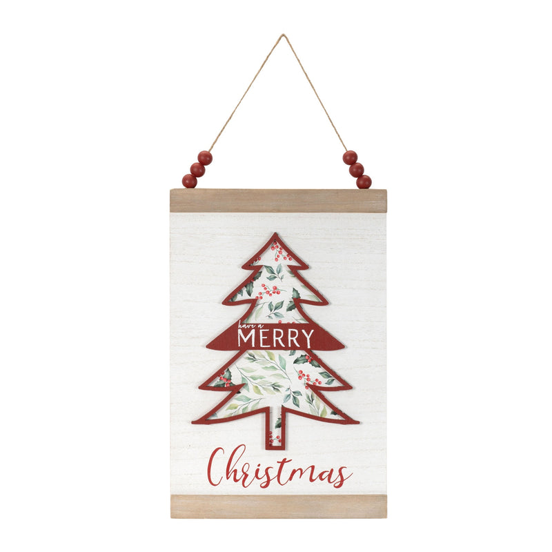 Melrose Wood Beaded Merry Christmas Banner (Set of 2)