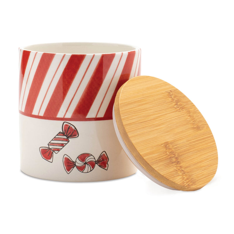 Melrose Ceramic Peppermint Candy Canister (Set of 4)
