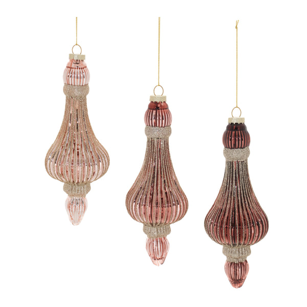 Melrose Ribbed Glass Drop Ornament (Set of 6)