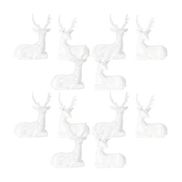 Melrose Modern White Winter Deer Figurine (Set of 12)