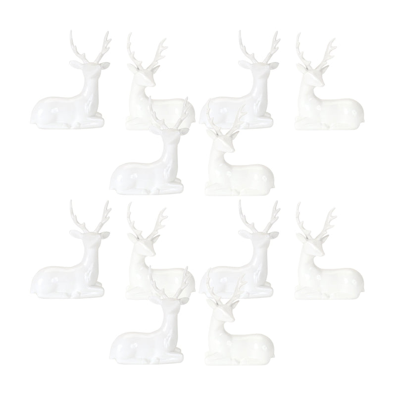 Melrose Modern White Winter Deer Figurine (Set of 12)