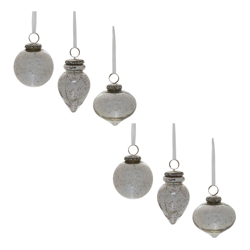 Melrose Grey Mercury Glass Ornament (Set of 6)